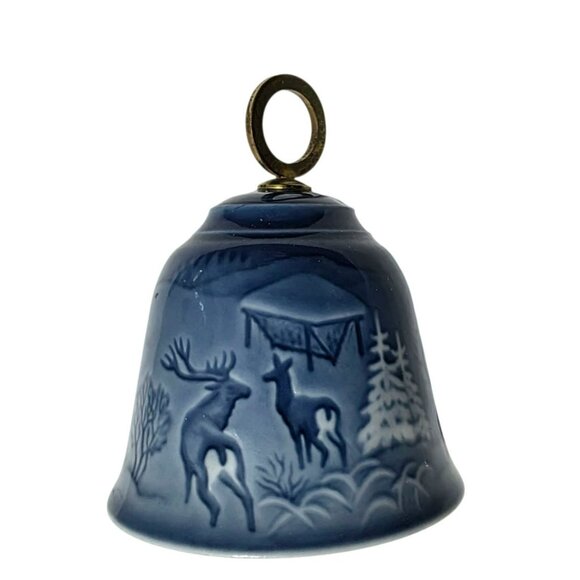 VTG Bing & Grondahl Jule Porcelain Bell 1980 1983 Christmas Denmark Deer Birds - Picture 5 of 11